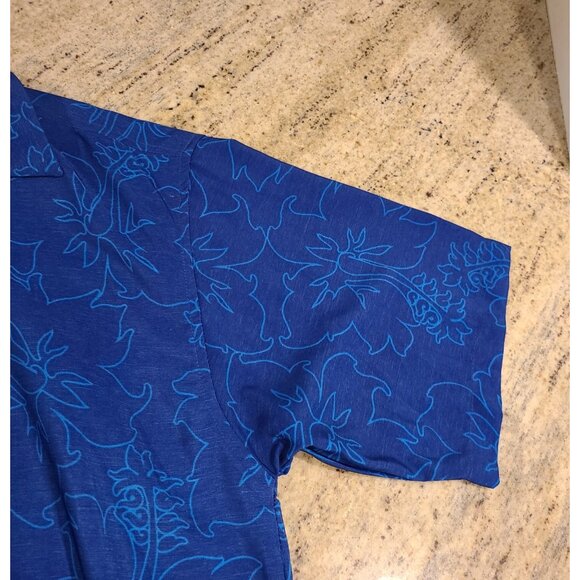 New! Vintage No Boundaries Men's M Aloha Tiki Face Hawaiian Button Shirt Blue - Picture 11 of 13